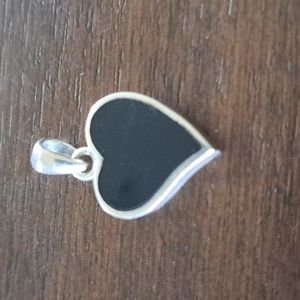 925 Silver Heart Shape Onyx Pendant Valentine heart shape